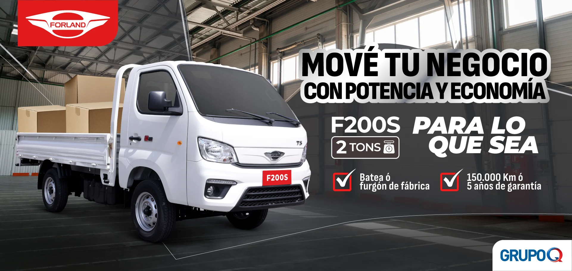 Forland F200 S Costa Rica - Para lo que sea - Capacidad de carga 2 TON - Batea incluida de fábrica - Garantía 5 años o 150000 km - Grupo Q